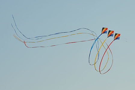 three black-yellow-and-orange kites thumbnail