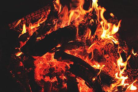 Burning wood on an open fire thumbnail