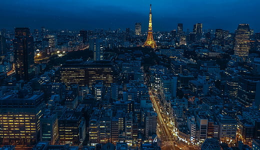 city, sunset, lights, night thumbnail