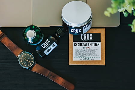 flat lay photography of watch and Crux products thumbnail