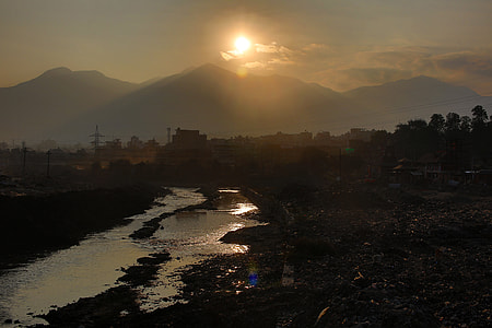 Sunset over the landscape in Kathmandu, Nepal thumbnail