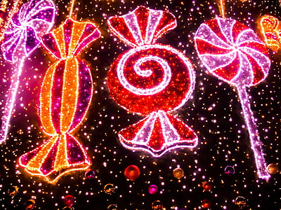 black, red, orange lighted candies thumbnail