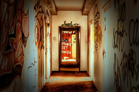 hallway with graffiti thumbnail