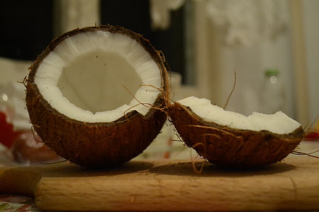 coconut shell slit into two thumbnail
