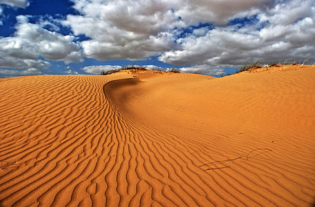 Sand Dunes landscape with sky and clouds in Israel thumbnail