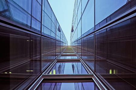 low angle photography of glass curtain building under blue sky at daytime thumbnail