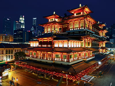 View of Illuminated Buildings at Night thumbnail