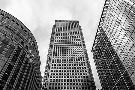 black-and-white, city, sky, clouds thumbnail