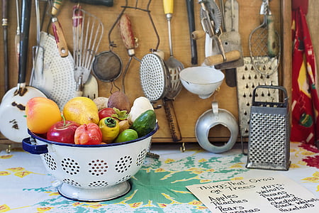 assorted vegetables on white steel colander thumbnail