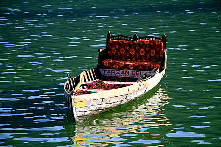 brown boat with chair on water thumbnail