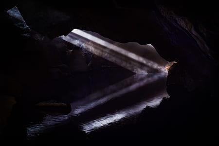 sunlight, cave, water, cavern thumbnail