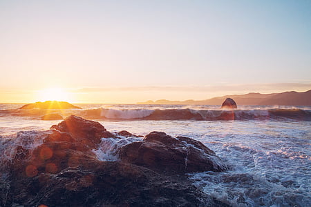 sea waves crushing rocks thumbnail
