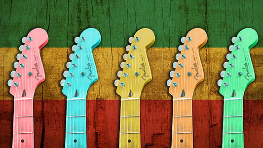 assorted-color guitar head stocks thumbnail