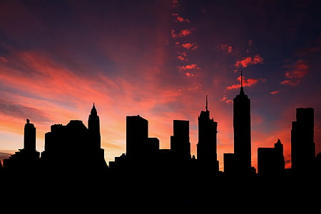 silhouette photo of skyscrapers thumbnail