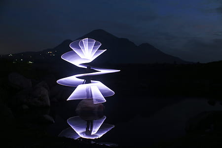 time lapse photography of spiral blue light at nighttime thumbnail