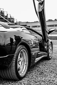 grayscale view of sports car thumbnail