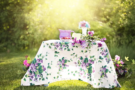 white and green table clothe during daytime thumbnail