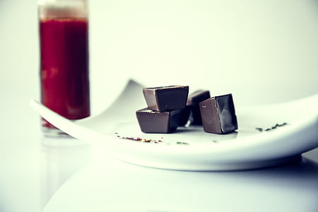 chocolate cubes served on plate thumbnail