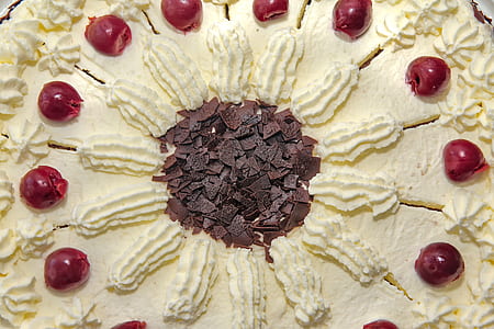 flat lay photography of black forest cake thumbnail