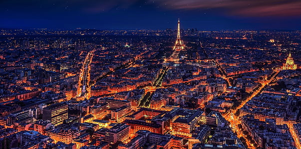 aerial view of high-rise building during night tiem thumbnail