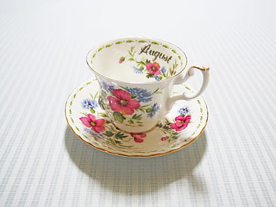 empty floral teacup on saucer thumbnail