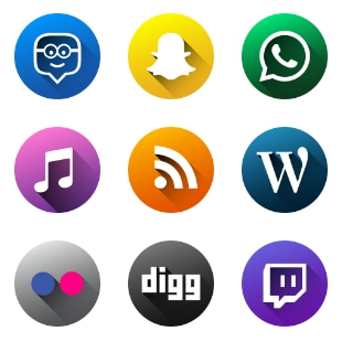 Social Media | Circle Long Shadow41 HIGH QUALITY SOCIAL MEDIA svg vector icon sets