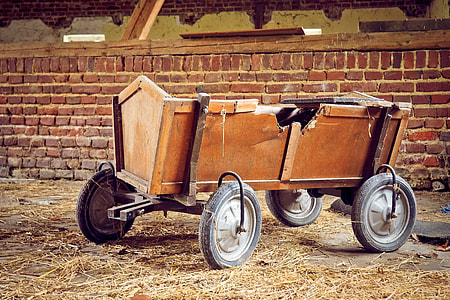 classic brown cart inside barn thumbnail