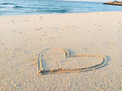 heart sand drawing on beach thumbnail