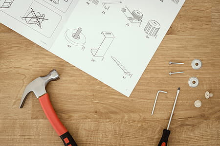 Instructions for furniture assembling with tools thumbnail