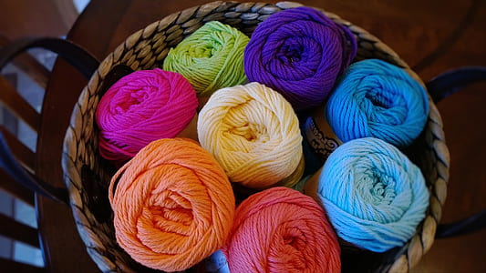 basket of assorted-color yarns thumbnail