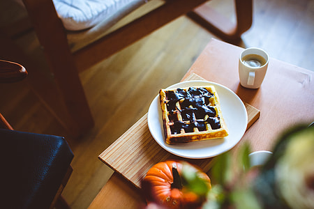 Autumn relax with waffle and coffee thumbnail