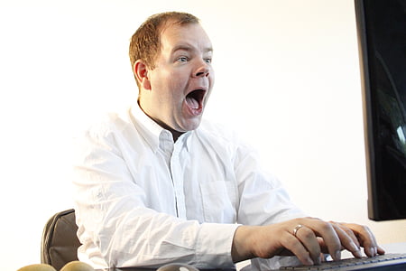man using computer while hiccup thumbnail