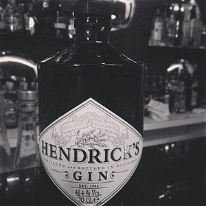 grayscale photography of Hendrick's Gin bottle thumbnail