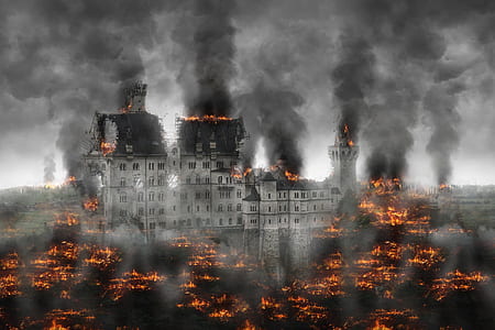 buildings on fire illustration thumbnail