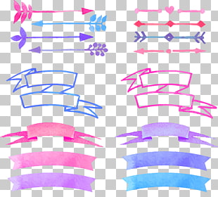 Watercolor painting, painted banners, assorted-color ribbon illustrations PNG clipart