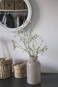 round wall mirror with white wooden frame thumbnail