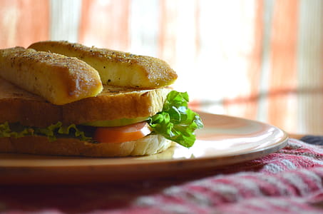 Toasted sandwich with garlic sticks thumbnail
