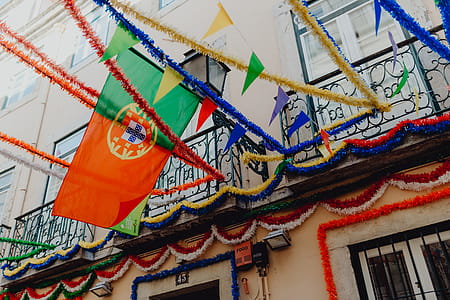 Streets decorated for the Saint Anthony Feast in Lisbon, Portugal thumbnail