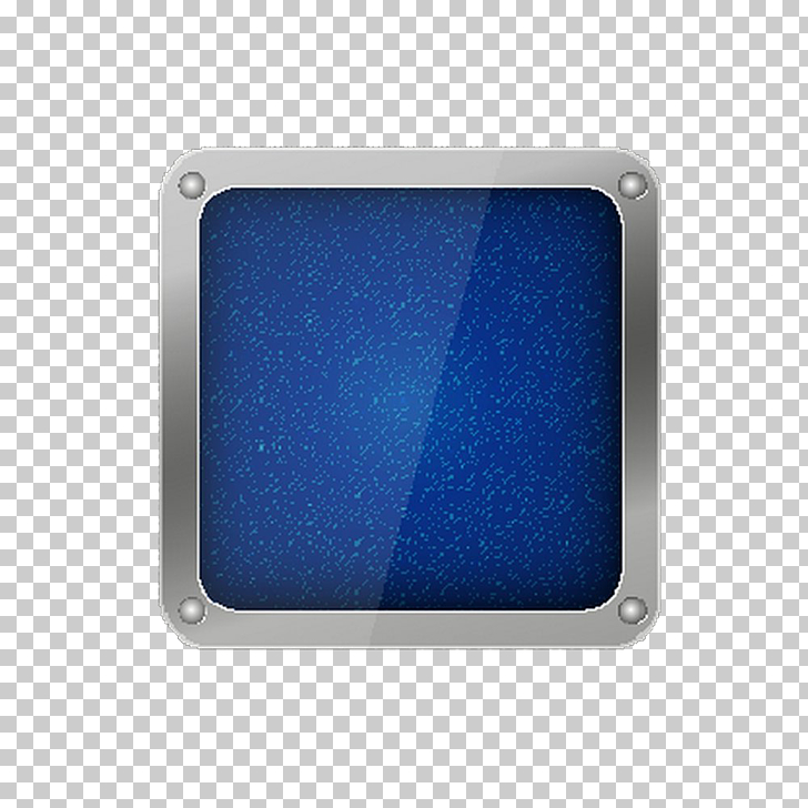 Rectangle Cobalt blue, Crystal Android button background, square silver framed decor PNG clipart