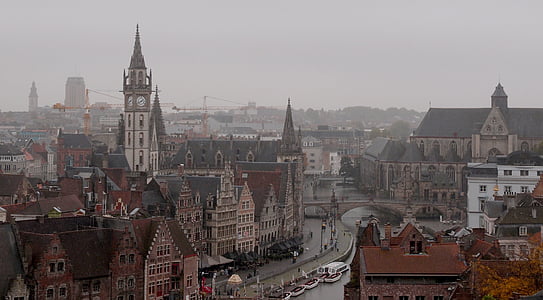 birds eye view of town during fog weather thumbnail