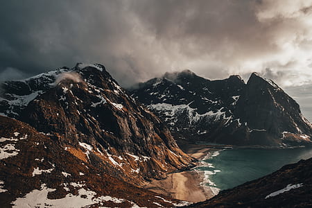 snow-capped mountains near body of water wallpaper thumbnail