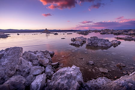 rocky shore during sunset thumbnail