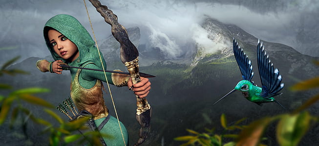 girl holding archer bow thumbnail