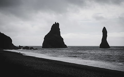 grayscale photography of beach thumbnail