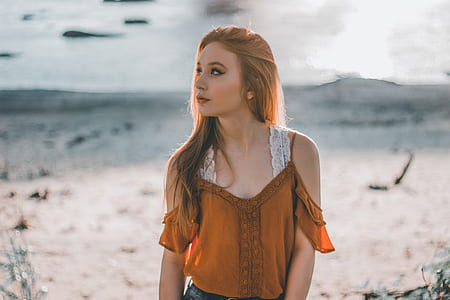 women's brown and white off-shoulder blouse thumbnail