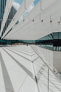 Modern white building, EDP Headquarters of architect Aires Mateus, Lisbon, Portugal thumbnail