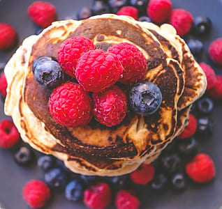 pancake with raspberry and blueberries thumbnail
