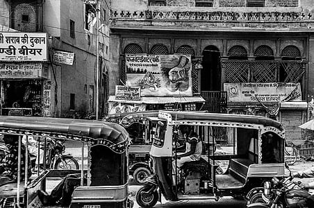 grayscale auto rickshaw near building illustration thumbnail