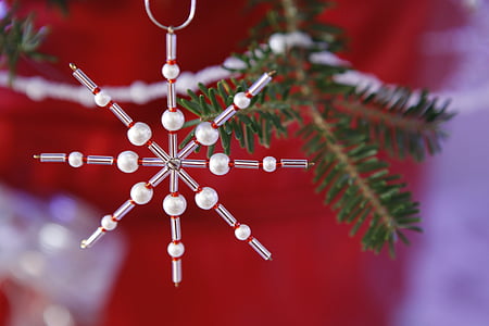 gray and white snowflake hanging decor thumbnail