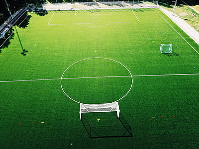 bird's-eye view photography of football field thumbnail